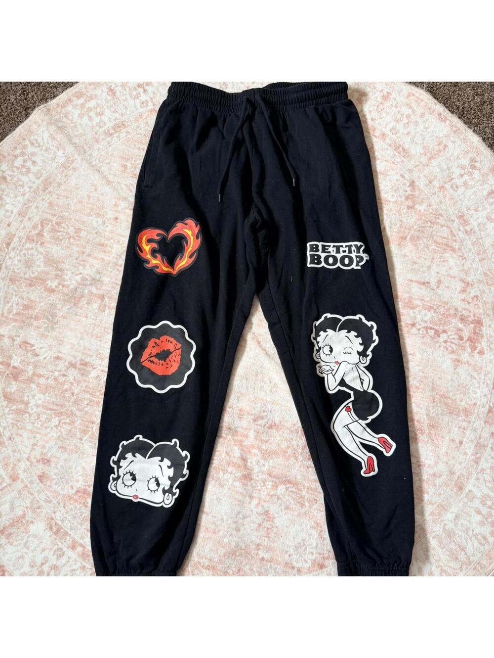 Betty Boop Graphic Sweatpants Black Y2K Lounge